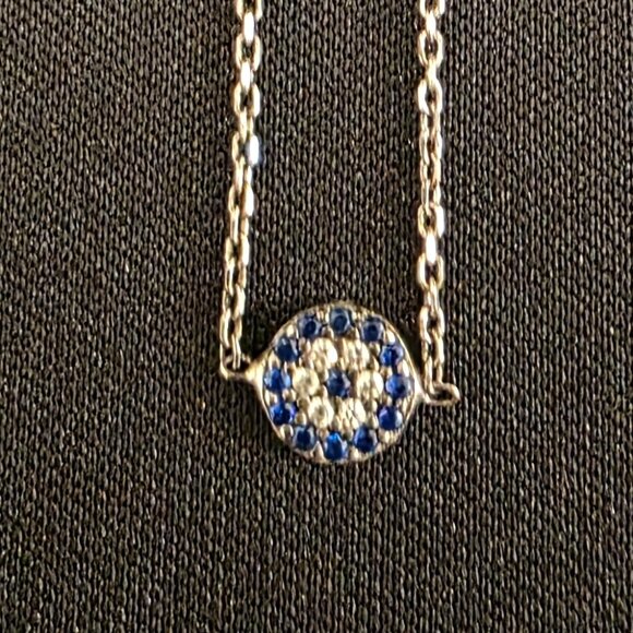 925 Sterling Silver Cubic Zirconia CZ Evil Eye anklet Bracelet adjustable - Picture 2 of 9